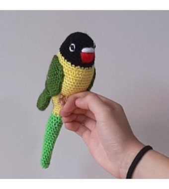 Nildamigurumi Muhabbet Kuşu Siyah Yeşil Peluş Oyuncak