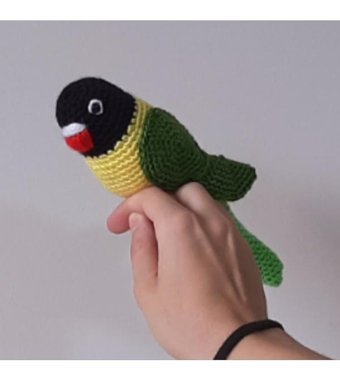 Nildamigurumi Muhabbet Kuşu Siyah Yeşil Peluş Oyuncak