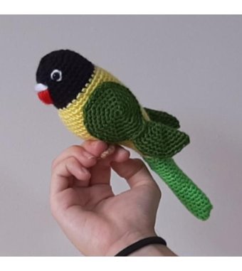 Nildamigurumi Muhabbet Kuşu Siyah Yeşil Peluş Oyuncak