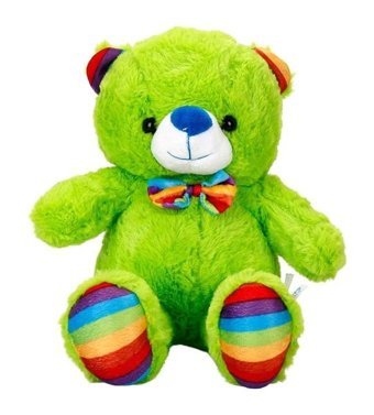 Sunman Yeşil Oturan Kurdeleli Renkli Ayı 30 cm Peluş Oyuncak