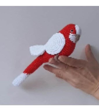 Nildamigurumi Örgü Oyuncak Muhabbet Kuşu Kırmızı Beyaz Peluş Oyuncak