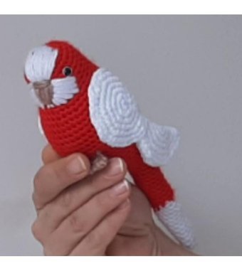 Nildamigurumi Örgü Oyuncak Muhabbet Kuşu Kırmızı Beyaz Peluş Oyuncak