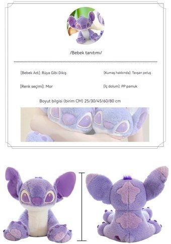 Carrier Mor Lilo Ve Stitch Bebek 50 cm Peluş Oyuncak