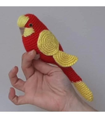 Nildamigurumi Muhabbet Kuşu Sarı Kırmızı Peluş Oyuncak
