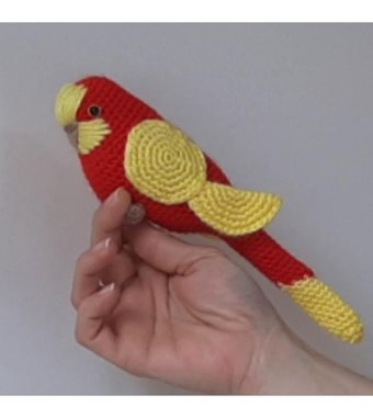 Nildamigurumi Muhabbet Kuşu Sarı Kırmızı Peluş Oyuncak