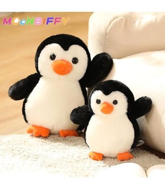 Alibee Bebek Pengine Folyo Bebeği İle Kawaii Oyuncaklar Siyah Beyaz 30 cm Peluş Oyuncak