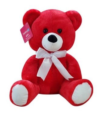 Selay Oyuncak Kırmızı Oturan Ayı 37 cm Peluş Oyuncak