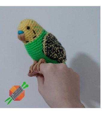 Nildamigurumi Örgü Oyuncak Kuş Muhabbet Kuşu Yeşil Peluş Oyuncak