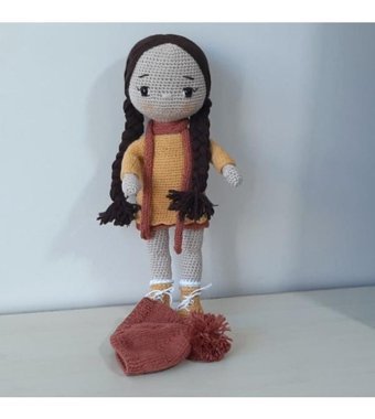 Nildamigurumi Örgü Kız Bebek Bereli Peluş Oyuncak