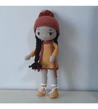 Nildamigurumi Örgü Kız Bebek Bereli Peluş Oyuncak