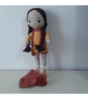 Nildamigurumi Örgü Kız Bebek Bereli Peluş Oyuncak