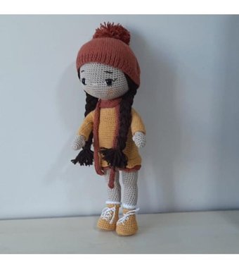 Nildamigurumi Örgü Kız Bebek Bereli Peluş Oyuncak