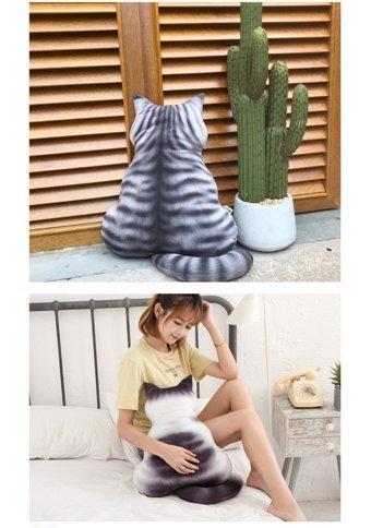 Worryfreeshopping 3D Kedi Sırtlı Kedi Peluş Oyuncak
