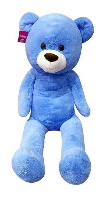 Selay Oyuncak Mavi Pofidik Ayı Peluş Salaş Ayı 130 cm Peluş Oyuncak