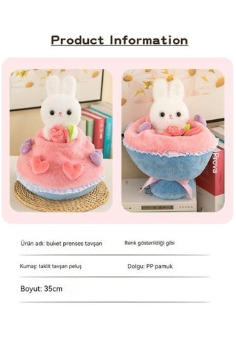 Yucama Çiçek Prenses Tavşan 35 cm Peluş Oyuncak
