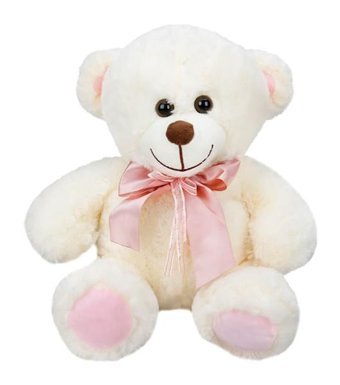 Sunman Puffy Friends Sevimli Peluş Ayı 30 cm Pembe Kurdelalı