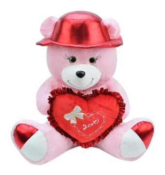 Selay Oyuncak Pembe Şapkalı Ayı 45 cm Peluş Ayı