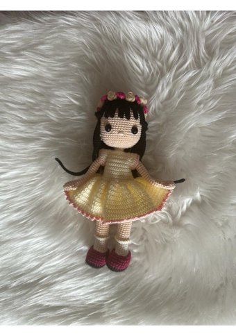 Trendtel Amigurumi Çiçek Bebek Organik Örgü Oyuncak 30 cm Peluş Oyuncak