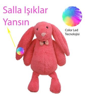 Sole Fuşya Uyku Arkadaşım Papyonlu Uzun Kulak Bunny Tavşan 65 cm Peluş Oyuncak