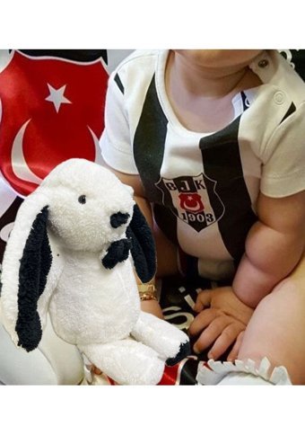 Sole Uyku Arkadaşım Papyonlu Uzun Kulak Bunny Tavşan Siyah Peluş Oyuncak