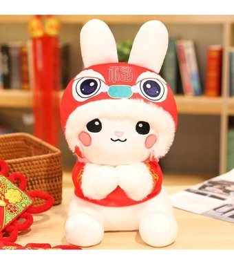 Magideal Suntek Çin Yeni Yılı Noel Beyaz Tang Suit 30 cm Peluş Oyuncak