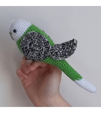 Nildamigurumi Kuş Muhabbet Kuşu Yeşil Beyaz Peluş Oyuncak