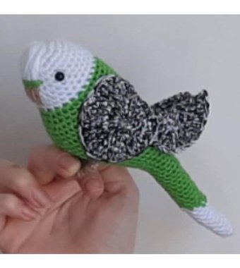 Nildamigurumi Kuş Muhabbet Kuşu Yeşil Beyaz Peluş Oyuncak