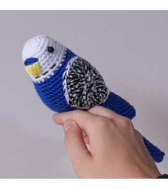Nildamigurumi Kuş Oyuncak Muhabbet Kuşu Lacivert Kırçıllı Peluş Oyuncak
