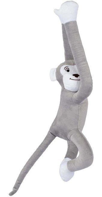 Boumini Toys Gri Boyuna Sarılan Maymun Elleri Çıtçıtlı 55 cm Peluş Oyuncak