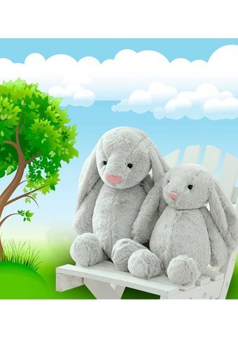 Sole Gri Uyku Arkadaşım Uzun Kulak Bunny Peluş Tavşan 65 cm Peluş Oyuncak