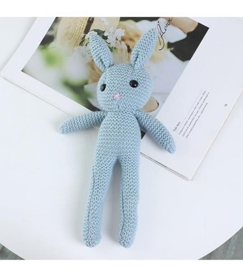 Jzcat Mavi Çocuk Sevimli Yün Tavşan Oyuncak Bebek 25 cm Peluş Oyuncak