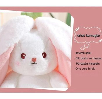 Kids Toys Fermuarlı Çilek Tavşan Peluş Oyuncak