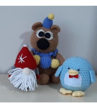 Nildamigurumi Örgü Oyuncak Ayı Noel Baba Penguen Peluş Oyuncak