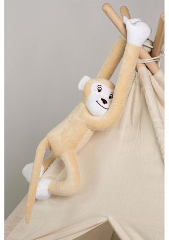 Boumini Toys Boyuna Sarılan Maymun Bej Elleri Çıtçıtlı 55 cm Peluş Oyuncak