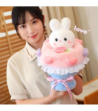Oloey Dönüştürülmüş Tavşan Buketi Bebek 30 cm Peluş Oyuncak
