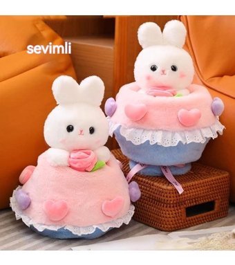 Oloey Dönüştürülmüş Tavşan Buketi Bebek 30 cm Peluş Oyuncak
