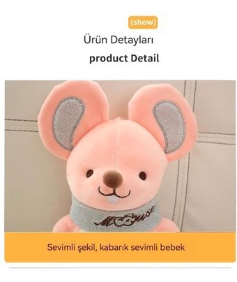 Sunflower Kırmızı Karikatür Fare Bebek Peluş Oyuncak 35 cm Peluş Oyuncak