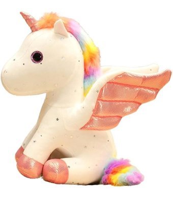 Yucama Beyaz Yucama Yıldızlı Kanat Unicorn 28 cm Peluş Oyuncak