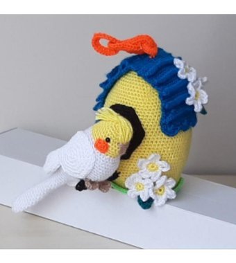 Nildamigurumi Örgü Oyuncak Kuş Yuvası Sultan Papağan Peluş Oyuncak