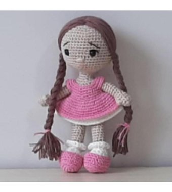 Nildamigurumi Örgü Oyuncak Kız Bebek Fındık Kız Peluş Oyuncak