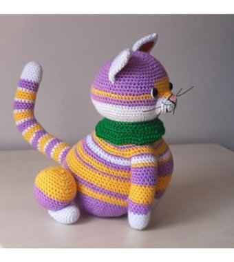 Nildamigurumi Örgü Renkli Kedi Peluş Oyuncak