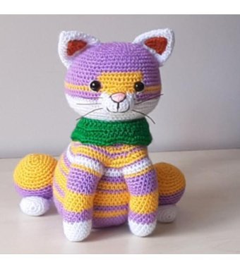 Nildamigurumi Örgü Renkli Kedi Peluş Oyuncak