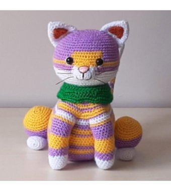 Nildamigurumi Örgü Renkli Kedi Peluş Oyuncak