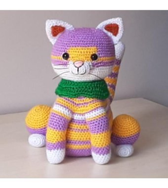 Nildamigurumi Örgü Renkli Kedi Peluş Oyuncak