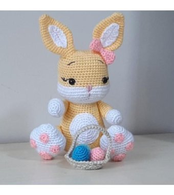 Nildamigurumi Örgü Tavşan ve Yumurta Sepeti Peluş Oyuncak