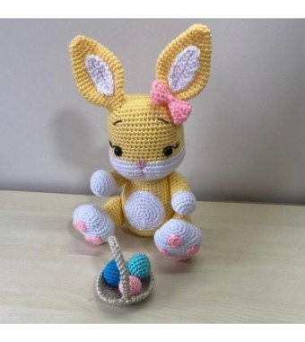Nildamigurumi Örgü Tavşan ve Yumurta Sepeti Peluş Oyuncak