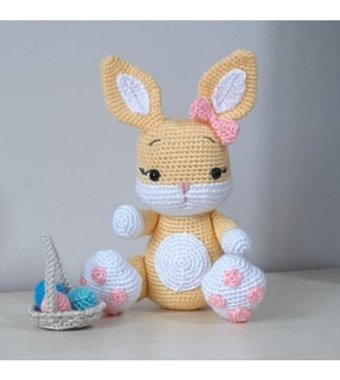 Nildamigurumi Örgü Tavşan ve Yumurta Sepeti Peluş Oyuncak
