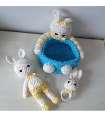 Nildamigurumi Örgü Bebek Sepet Ve Uyku Peluş Oyuncak