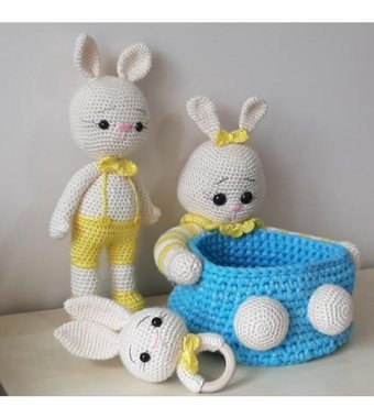 Nildamigurumi Örgü Bebek Sepet Ve Uyku Peluş Oyuncak