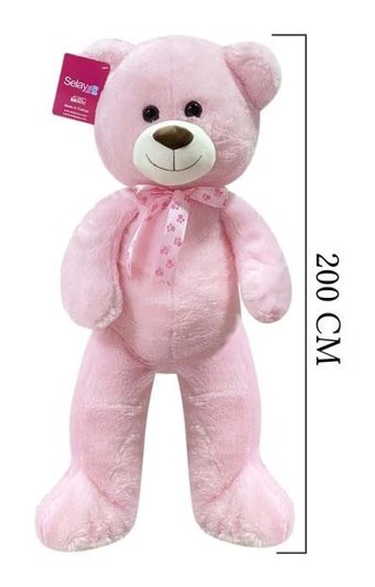 Selay Oyuncak Pembe Peluş Ayı Puffy Salaş Ayı 200 cm Peluş Oyuncak